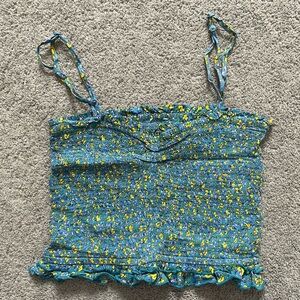 Floral Blue and Yellow Women's Top